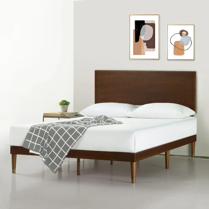 Deluxe Mid-century Wood Platform Bed