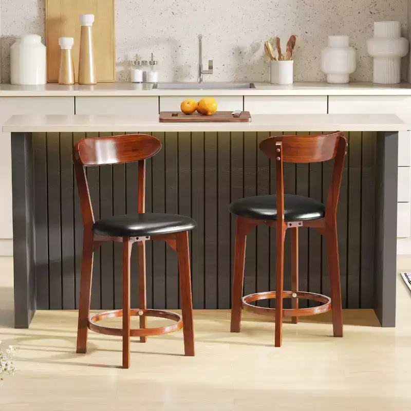 Costway 23.5 Bar Stool Set of 2/4 with Curved Backrest & Footrest Counter Height Stools