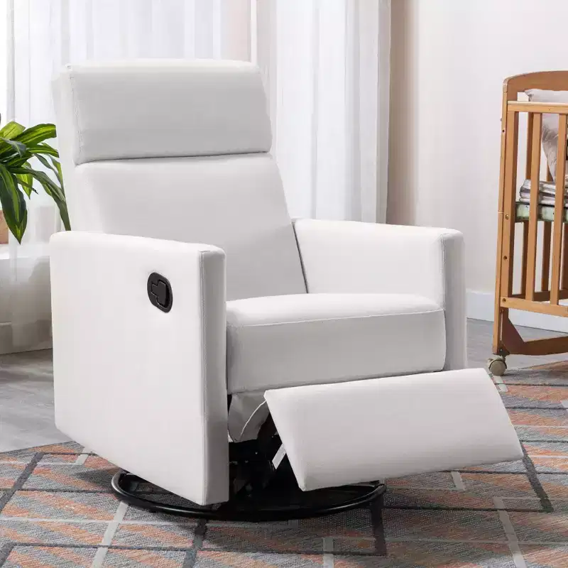 Modern Accent Chairs for Bedroom, Upholstered Rocker Nursery Chair Plush Seating Glider Swivel Recliner Chair