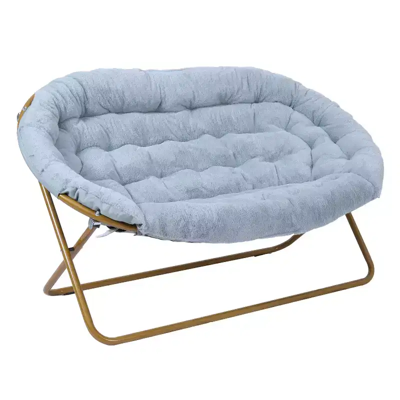Flash Furniture Eleanor Portable Folding Upholstered Double Saucer Chair with a Steel Frame for Dorm, Living Room, or Bedroom