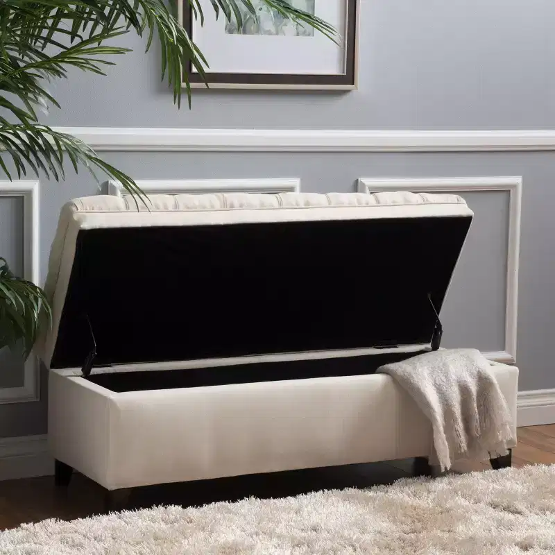 Contemporary Tufted Fabric Storage Ottoman | 50