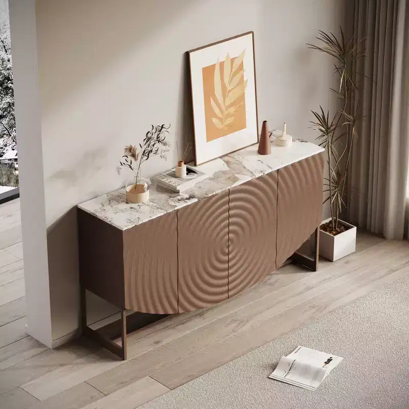 GDFStudio Thekla Modern Wave Texture Sideboard Storage Cabinet