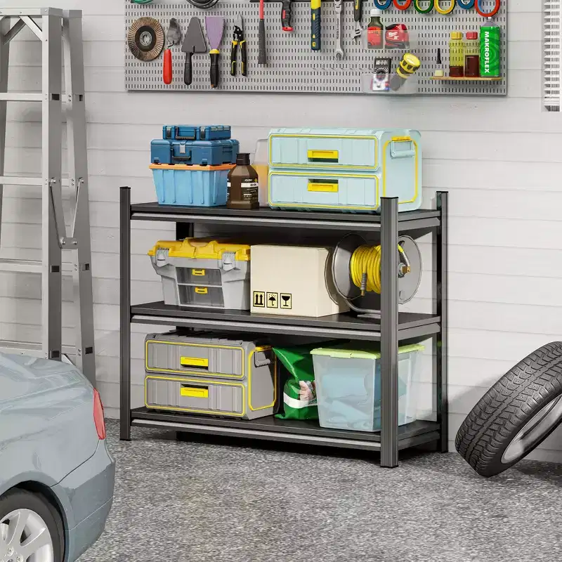 Clihome 3-Layer Metal Storage Rack, 1200lb Capacity Heavy Duty Metal Shelving Unit,Adjustable Shelves for Garage, Kitchen, Pantry Organization