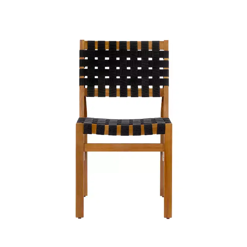 Christopher Knight Home Prasert Modern Acacia Wood Patio Side Chairs with PE Woven Rope (Set of 2)
