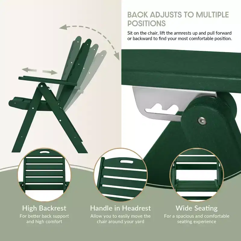 WestinTrends Malibu HDPE Adjustable Highback Folding Patio Dining Chair