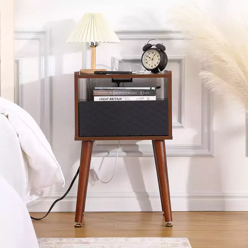 Modern Nightstand,Wooden Side Table, Small End Table Side Table, Drawers Storage Space for Bedroom Living Room Office