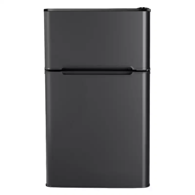 Simzlife 3.2 cu. ft. Mini Refrigerator with Freezer, Compact Dorm Fridge, Adjustable Removable Shelves, 2 Shelves, ETL Certified, Stainless Steel