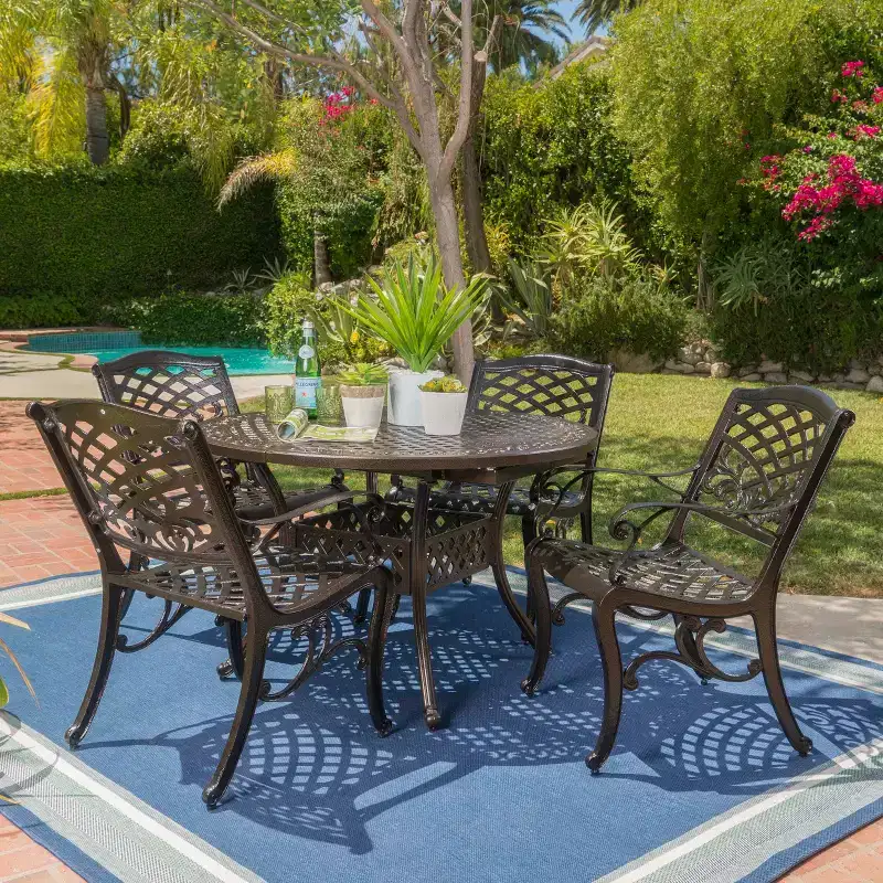 Christopher Knight Home Windley Outdoor Aluminum 5 Piece Expandable Dining Set
