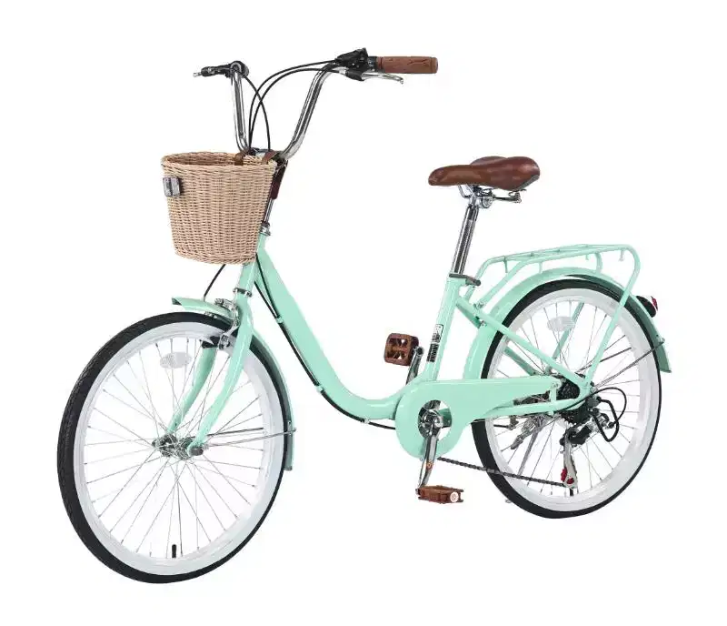 22 Road Bike, 13 Steel Frame, 7-Speed City Cruiser with Dual Brakes & Basket, Commuter Bike for Men & Women Outdoor Cycling
