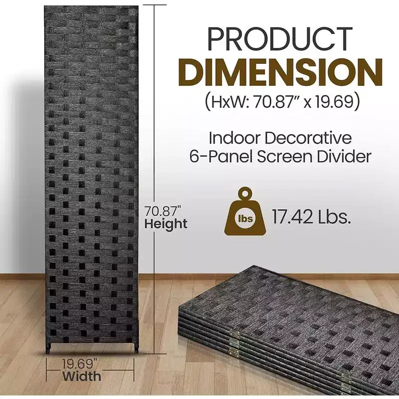 8-Panel Room Divider, Foldable Privacy Screen