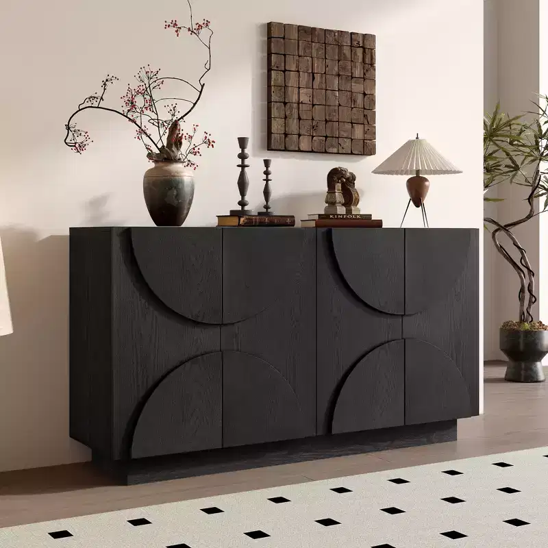Whisen 4-Door Wood Storage Sideboard with Adjustable Shelves