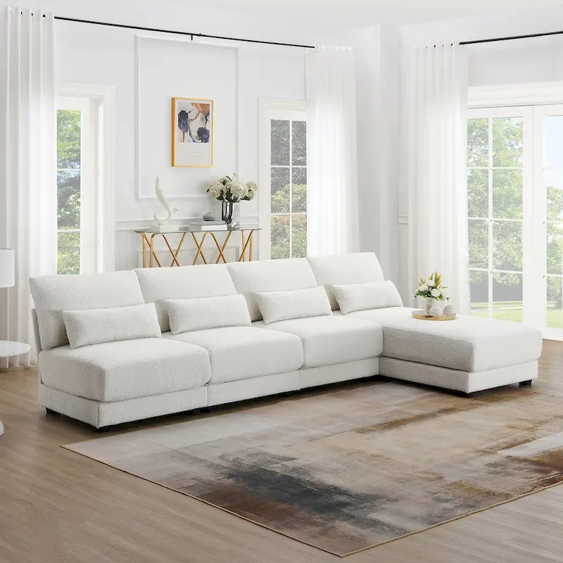 Convertible L-shaped Couch,Wide Seat Sectional Sofa wReversible Chaise