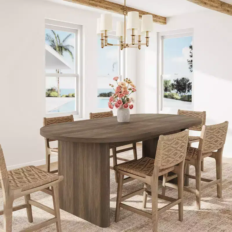 Large Oval Dining Table for 6-8 People,Farmhouse Kitchen Table with Thick Sturdy Wooden Base, Dining Room Table for Kitchen Living Room Office