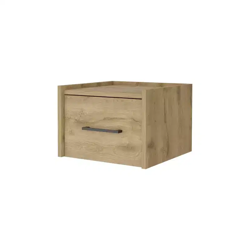 HomeRoots 10 Beige One Drawer Faux Wood Floating Nightstand