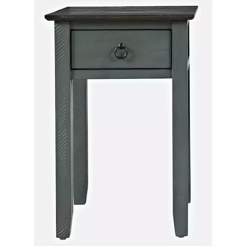 Farmhouse Distressed Solid Pine End Table with Drawer