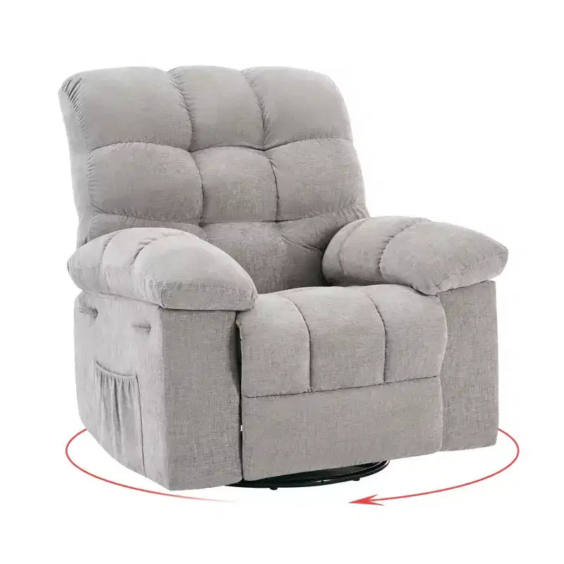 Rocking Recliner Chair, 360 Swivel Rocker, Lazy Boy Recliner Single Sofa, Extra Wide Manual Recliners, Chenille Upholstery Overstuffed Soft