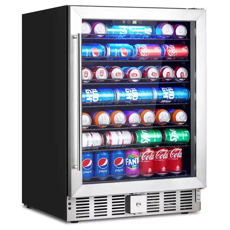 COZONY 24-Inch Beverage Refrigerator, 5.1 Cu.Ft Drink Fridge, Holds 166 Cans, Digital Temperature Control and Safety Lock