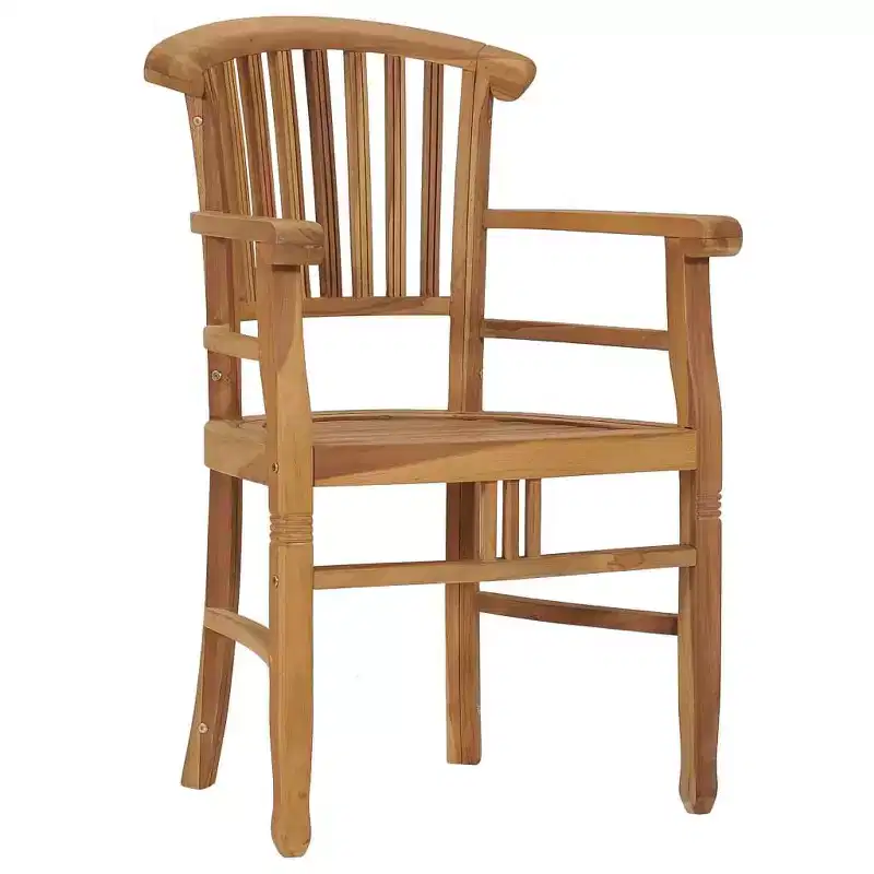 vidaXL Patio Chairs 2 Pcs Outdoor Patio Dining Chair for Porch Solid Wood Teak - With Armrest