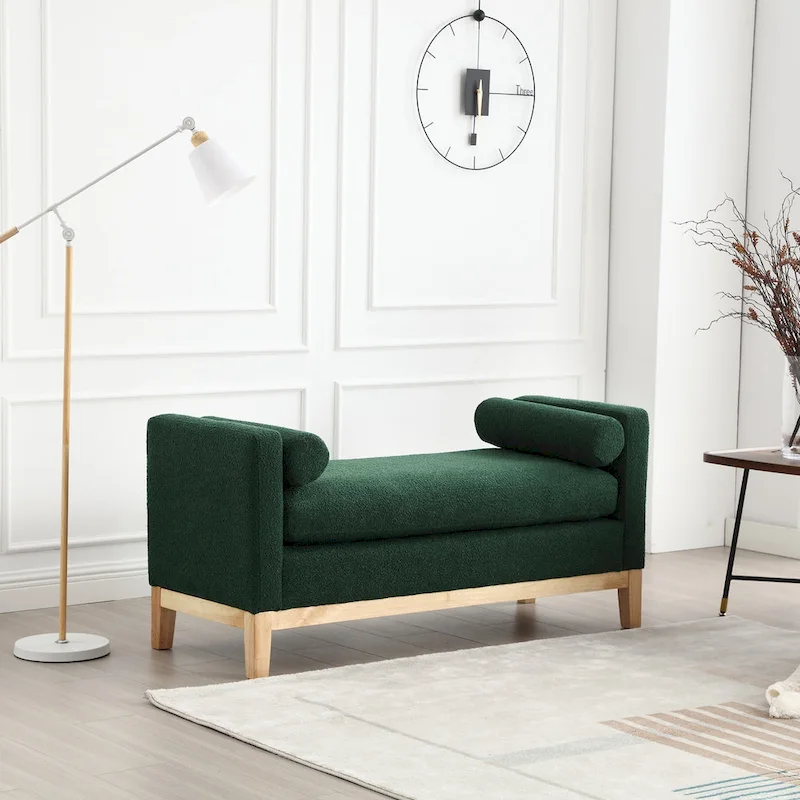 Upholstered Bench with Wood Legs