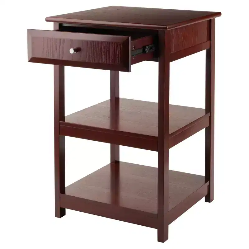 Winsome 30.71" Delta Printer Stand Walnut: Mid-Century Modern Office Cabinets, 2 Shelves & Spot Clean