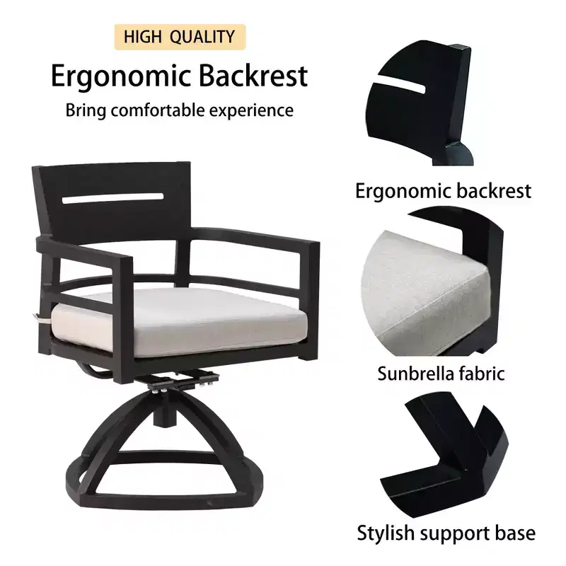 Christopher Knight Home Olivia Modern Aluminum Stable Base Swivel Chairs with Removable Sunbrella Cushions ( Set of 2)