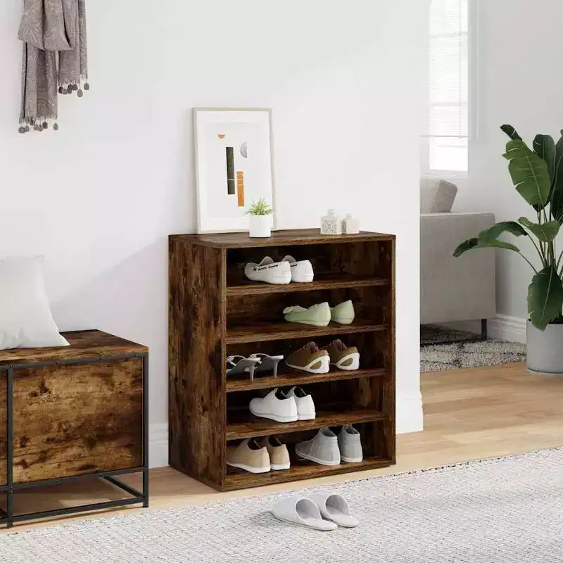 Shoe Cabinet Smoked Oak Engineered Wood Medium Storage