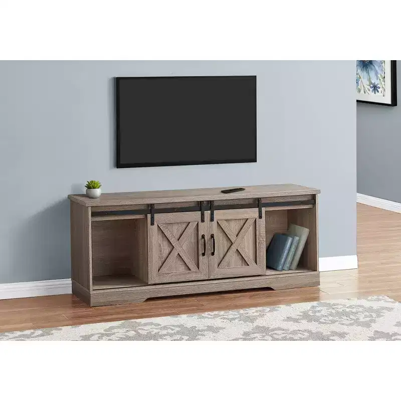 Wood Look TV Stand for TVs up to 60 with Barn Style Sliding Doors - EveryRoom