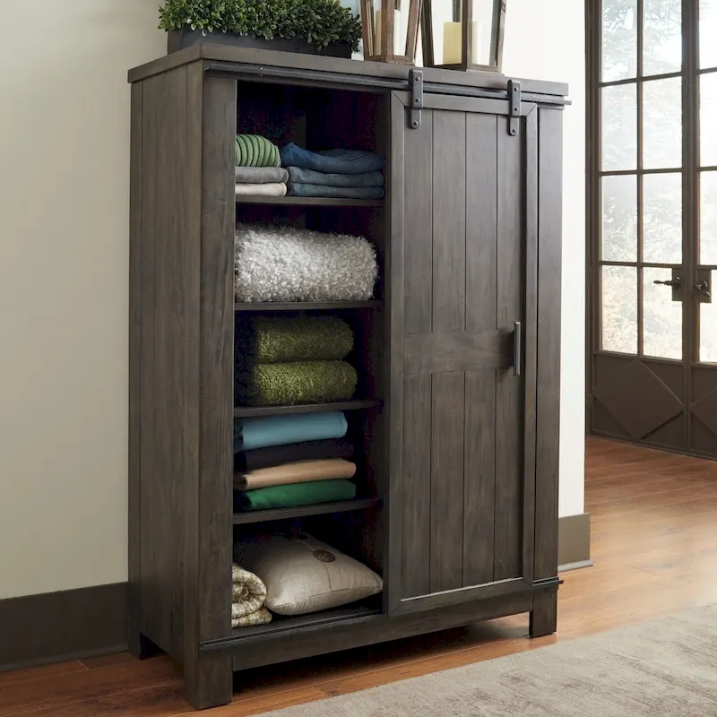 Thornwood Hills Rock Beaten Grey Sliding Door Chest