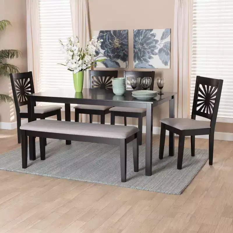 Baxton Studio Olympia Modern Fabric and Wood Dining Set