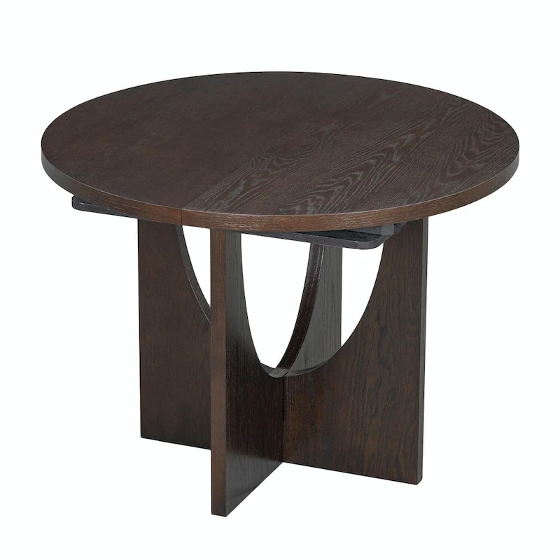Modern 5-Piece Round Dining Set with 16.2 Removable Leaf