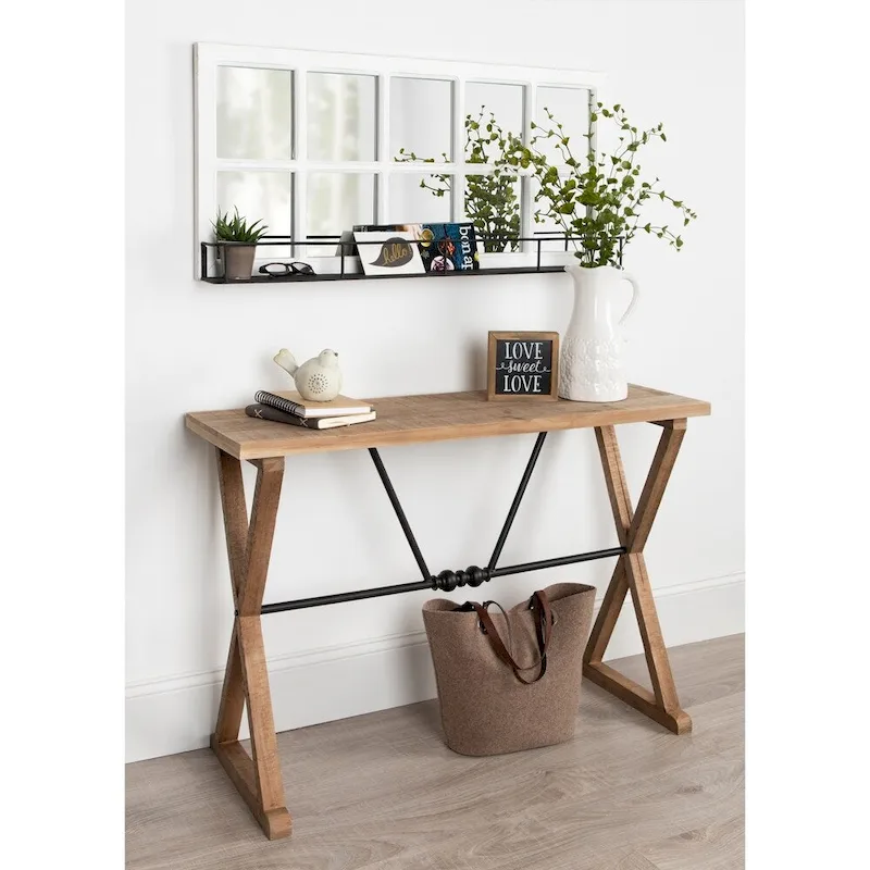 Rustic Farmhouse Solid Wood & Metal Console Table – 42