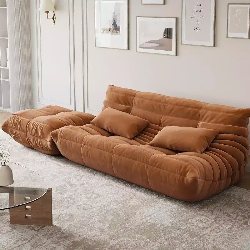 Bean Bag Couch, Oversized Fireside Chair Bean Bag Sofa with Ottoman for Adults, Loveseat Sofa with High Density Comfortable Foam for Home