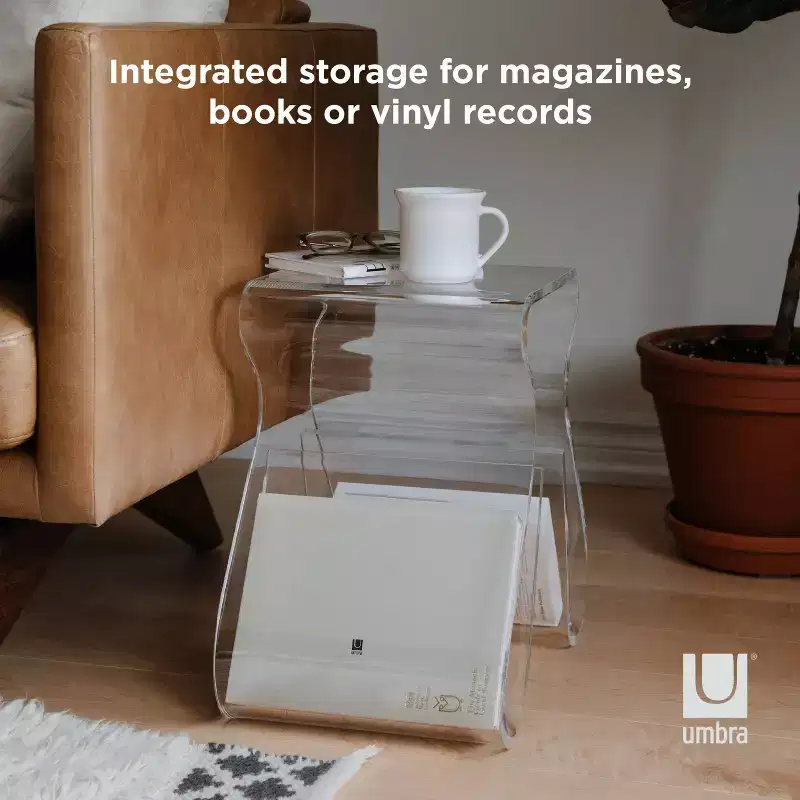Acrylic Stool and Magazine Rack, Clear