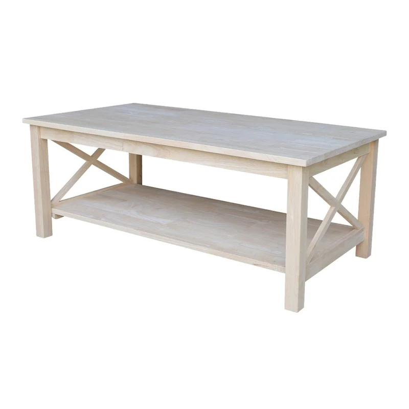 Solid Hardwood Coffee Table with Lower Shelf