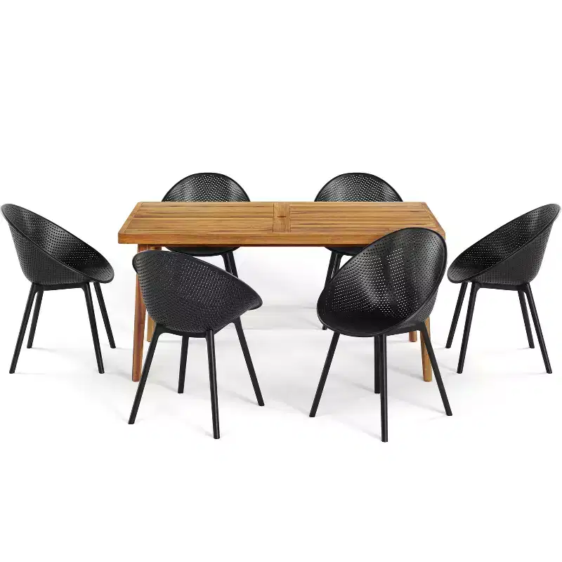 Christopher Knight Home Maya 7 Pieces Outdoor Acacia and Polypropelene Plastic Dining Set
