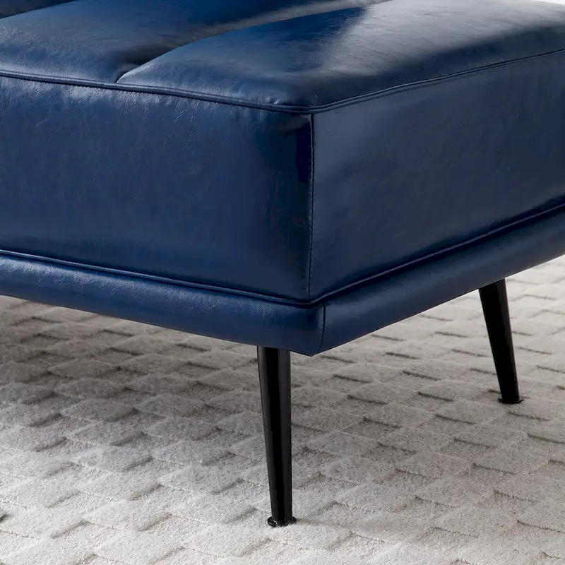 56.3Width End of Bed Bench,Faux Leather Upholstered With side table,360-degree Swivel tray couch,Entryway Ottoman,Metal Legs