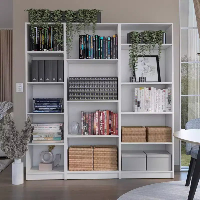 Okak Minimalism Bookshelf, Three-piece Display Case with Open Shelves, Storage Organizer for Living Room, Office