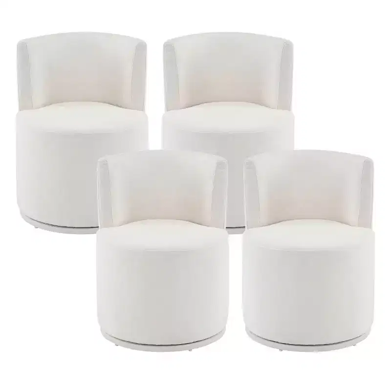 Set of 4 Swivel Upholstered Dining Chairs, Modern Accent Bucket Chairs