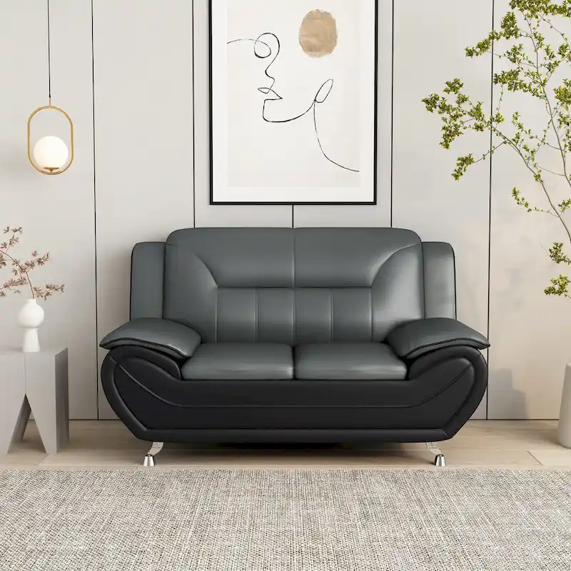 William Street Faux Leather Upholstered 2PCS Living Room Set