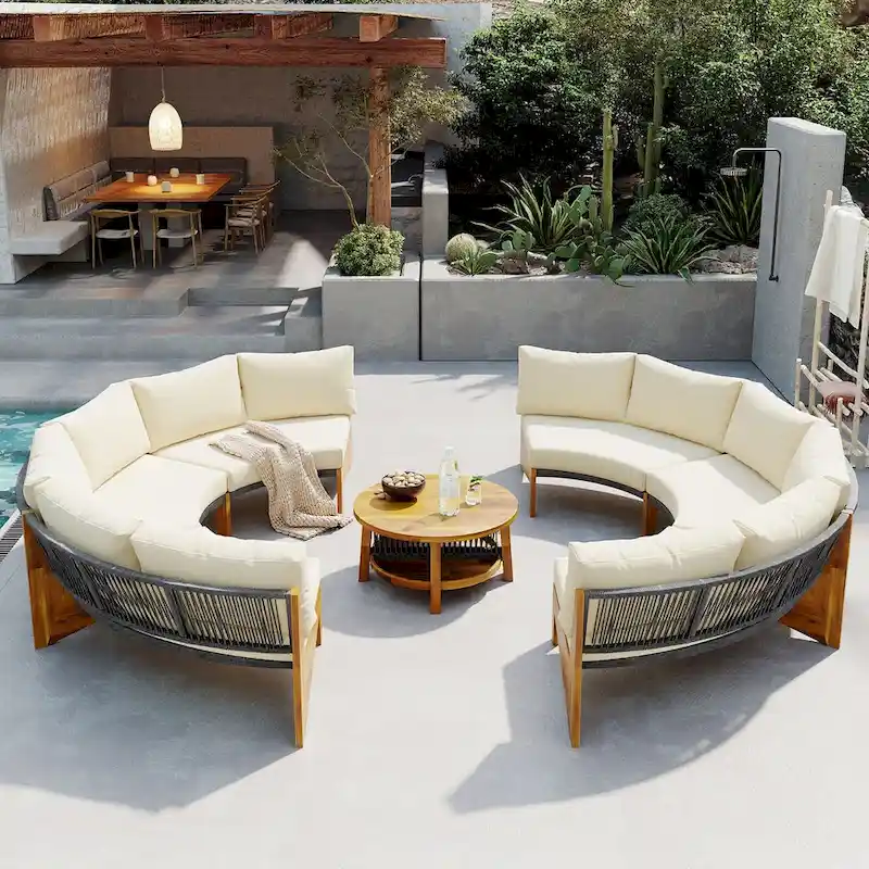 6 Person Outdoor Seating Group with Cushions and A Coffee Table