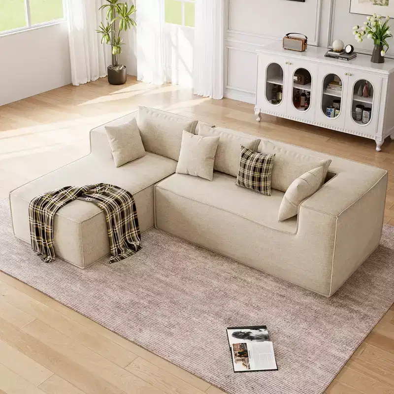Modular Sectional Couches for Living Room, L-Shaped Sectional Couch with Deep Seat, Upholstered Sofa for Bedroom, No Assembly Required, Chenille