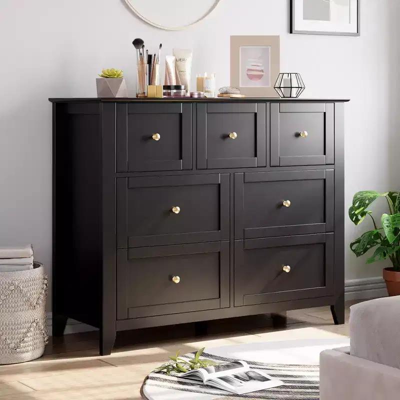 Acekool 7 Drawer Dresser, Modern Wood Chest, Deep Storage Drawers & Wide Top, Safety Anti-Tip, for Bedroom, Living Room
