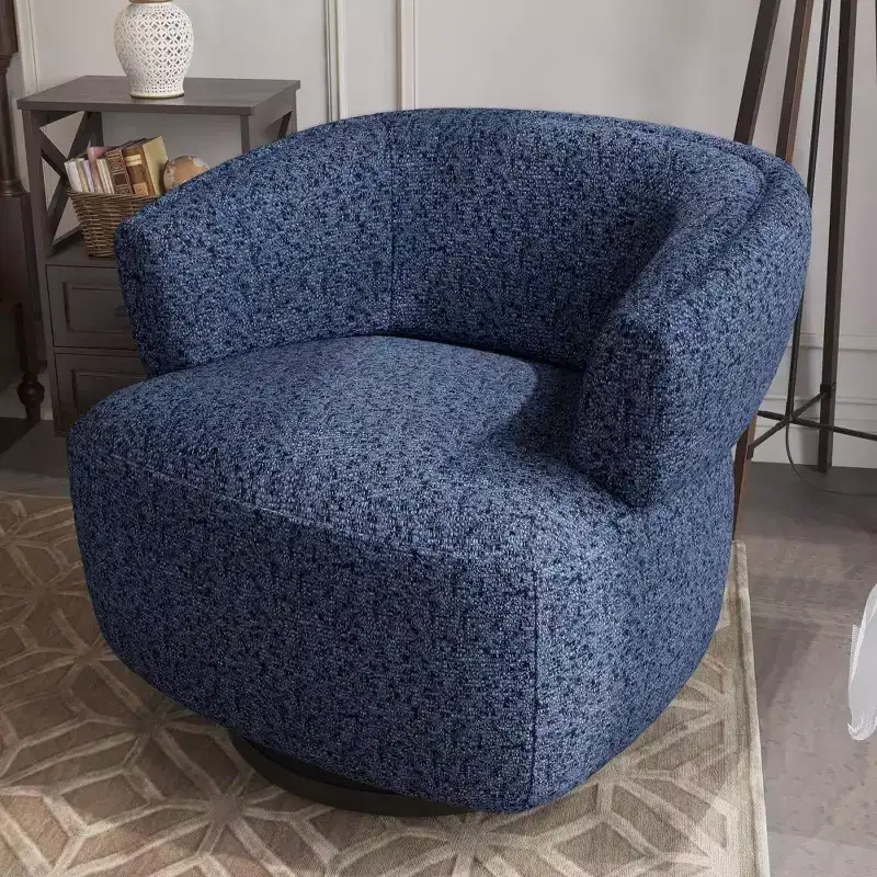360° Swivel Barrel Accent Chair, Fully Assembled Round Club Lounge Chair, Ivory