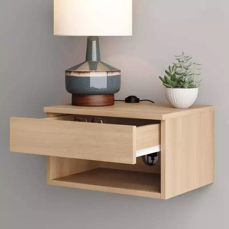 Set of 2 Jackson Floating Nightstands Light Oak