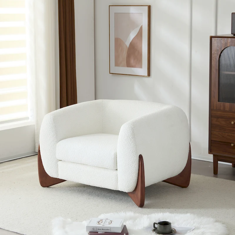 Tina Modern Upholstered Boucle Arm Club Chair by Christopher Knight Home