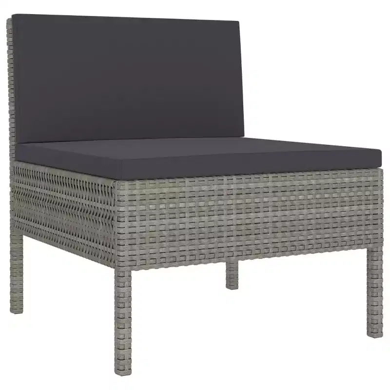 vidaXL Patio Chairs 3 Pcs Rattan Conversation Chair with Cushions Poly Rattan
