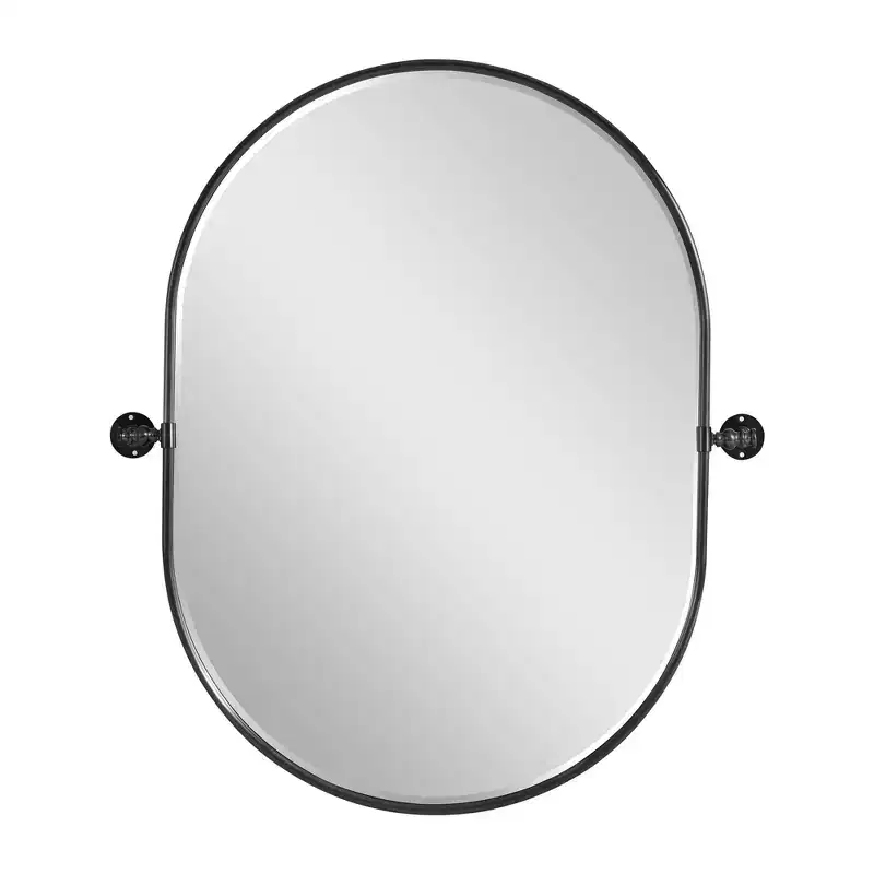 Metal Frame Oval Pivot Bathroom Vanity Mirror
