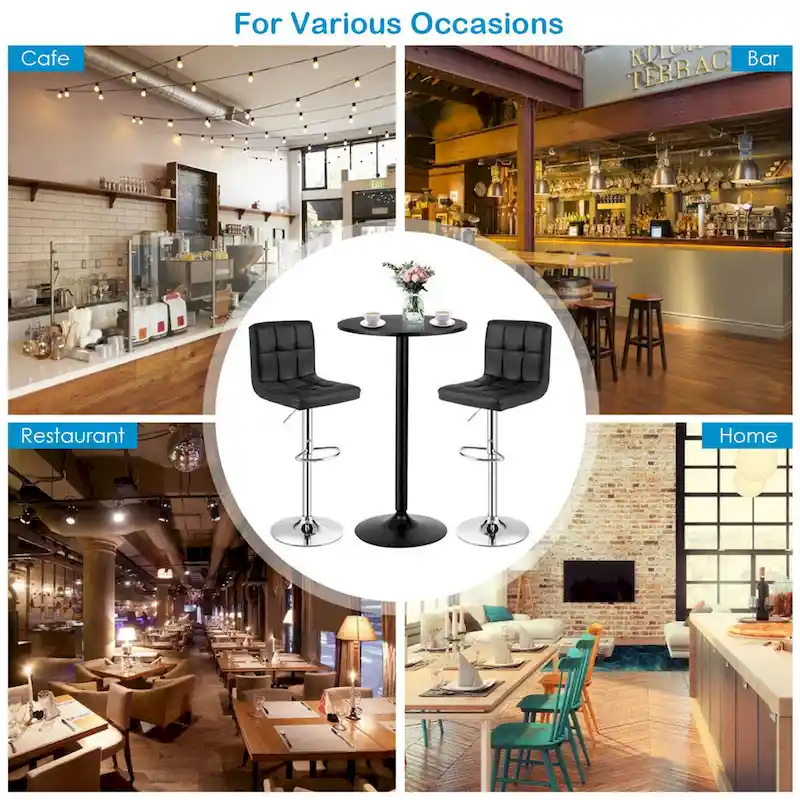Gymax 3PCS Pub Table Set 24 Round Bar Table & 2 Adjustable Bar