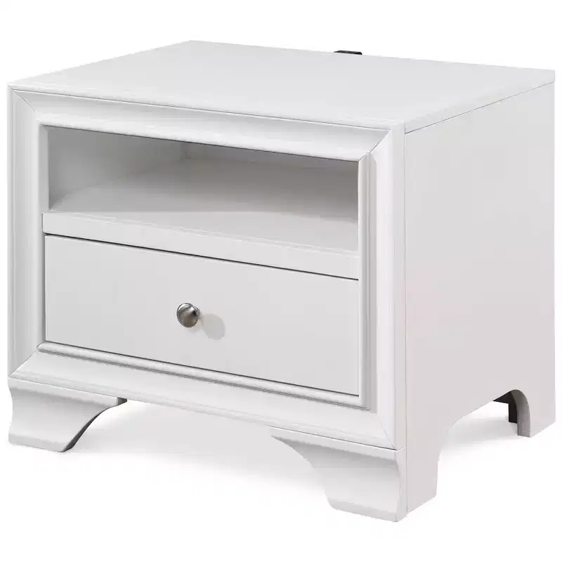 1-Drawer Nightstand with USB Charging White