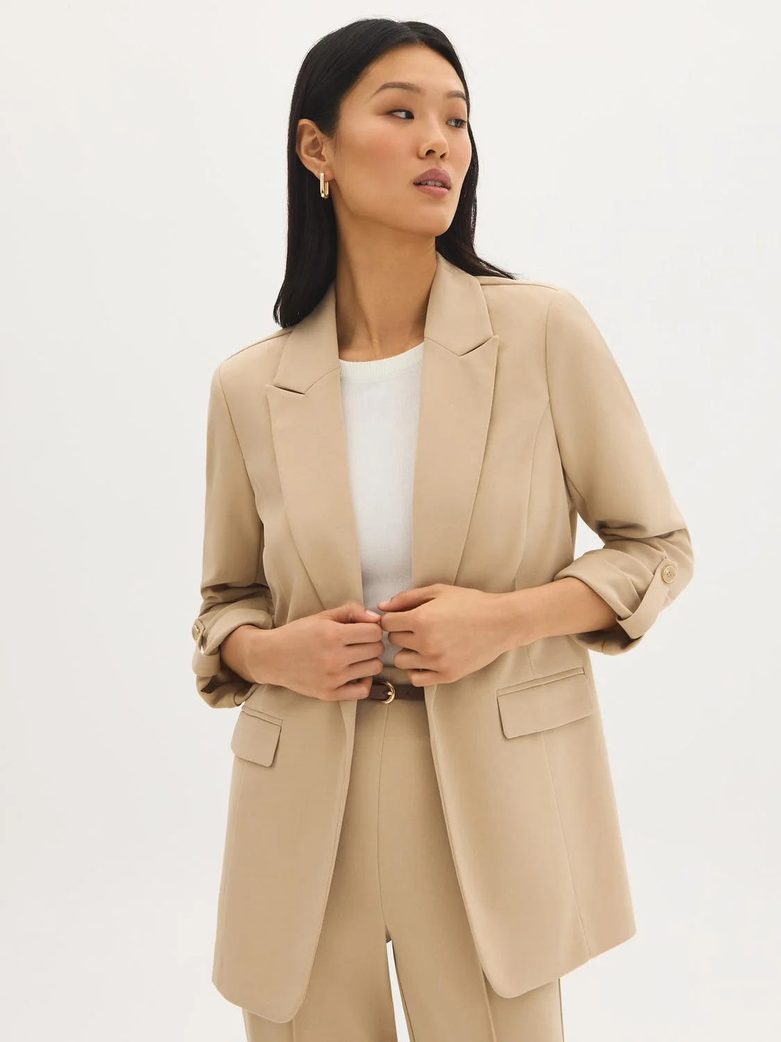 Open-Front Crepe Blazer